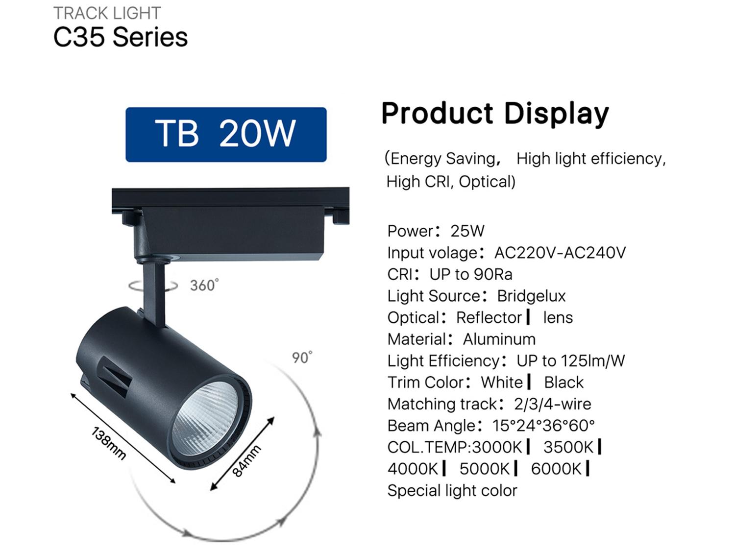 Anti-Glare COB <a href='https://inluxsense.com/en/search/LED%20Track%20Light.html'>LED Track Light</a>——C35 Series