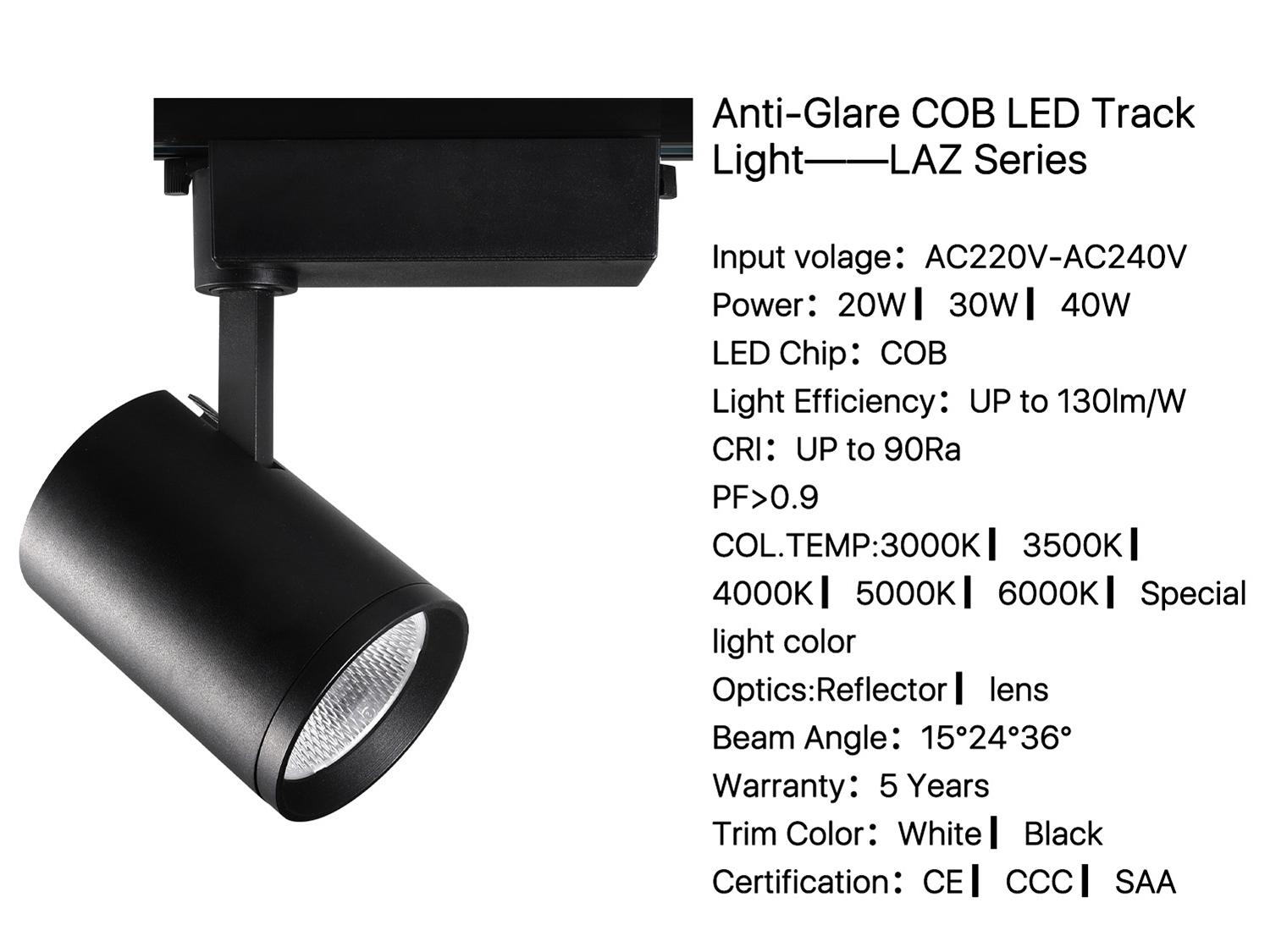 Anti-Glare COB <a href='https://inluxsense.com/en/search/LED%20Track%20Light.html'>LED Track Light</a>——LAZ Series