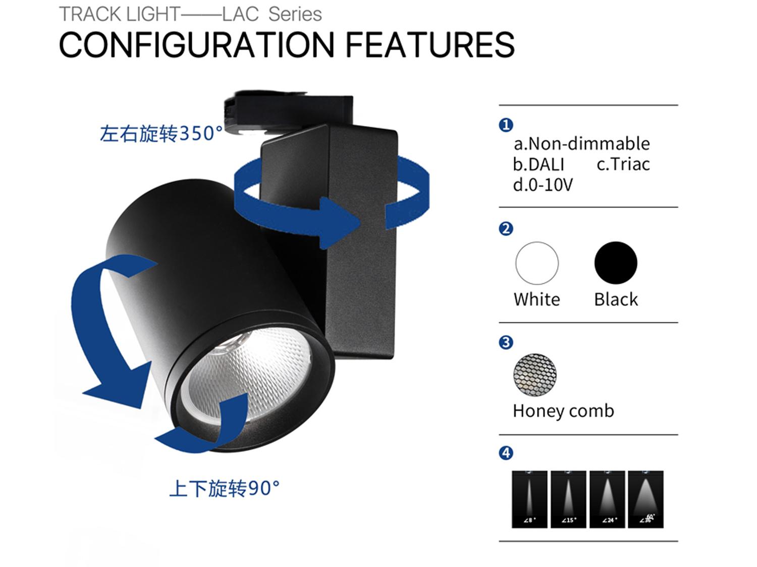 Anti-Glare COB <a href='https://inluxsense.com/en/search/LED%20Track%20Light.html'>LED Track Light</a>——LAC Focusing Series