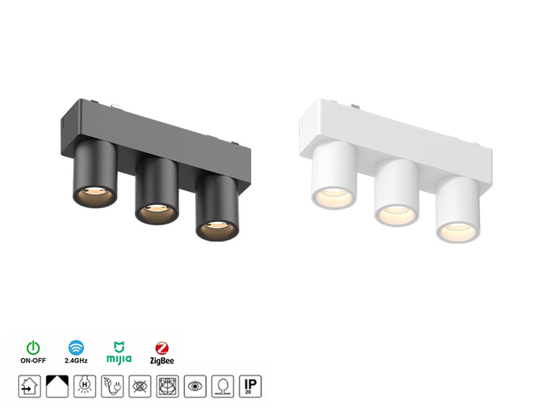 LED ultra-thin magnetic track three-head spotlight