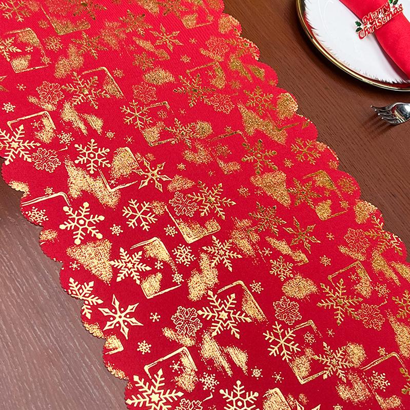 Christmas snow bronzed polyester cotton table runner modern simple dinner party dinner table decoration table runner