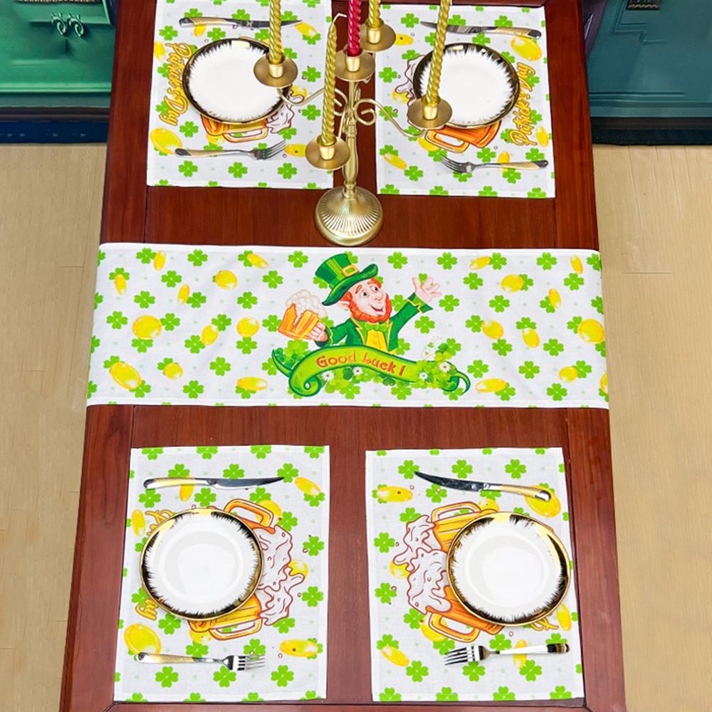 St. Patrick's Day Table Shawls Rectangular Linen Table Runners Party Decor Washable Dining Table Runners Dinner Table Placemats