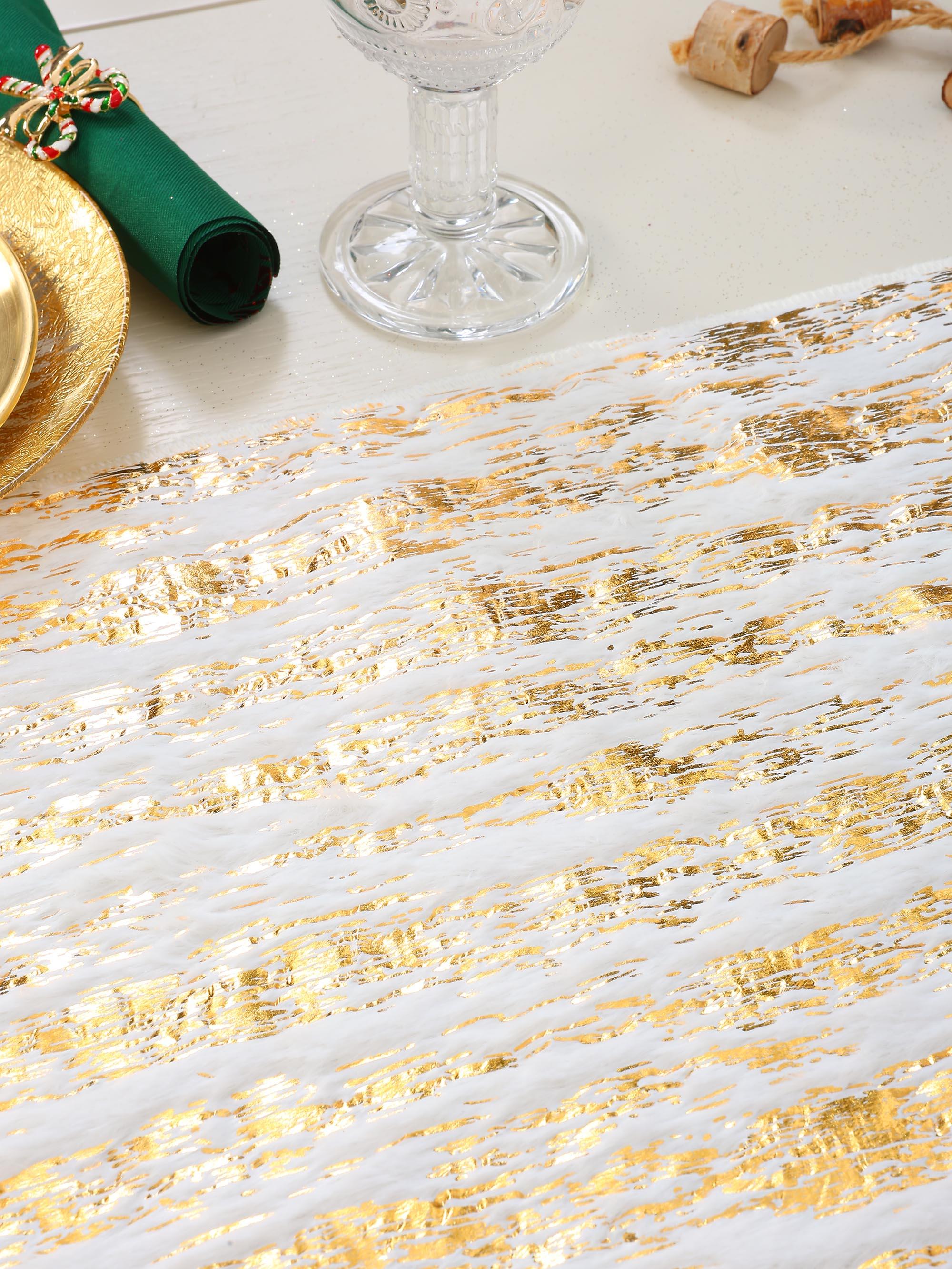 Hot gold striped plush table runner Holiday dinner party home decorative table runner