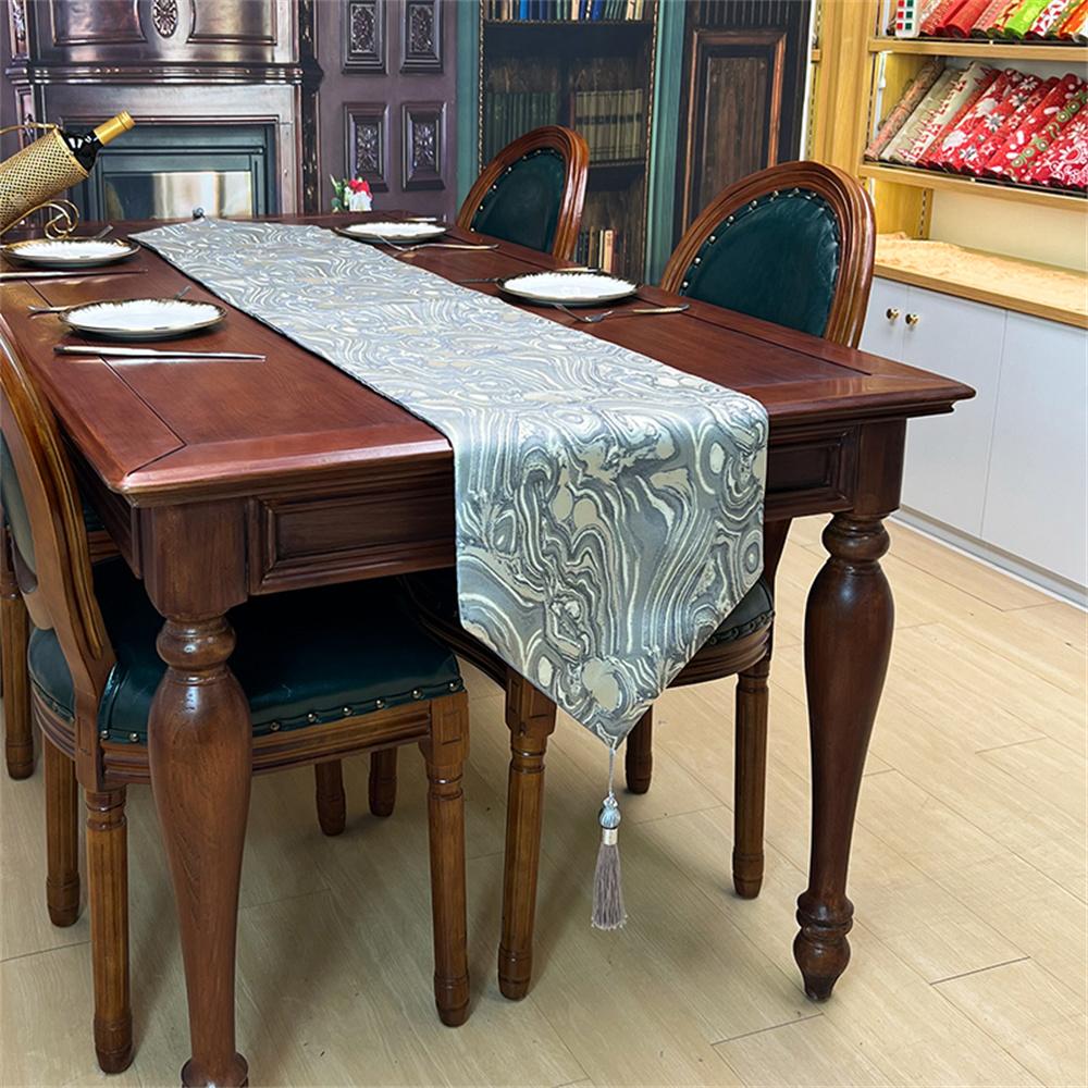 spiral jacquard table runner with tassel