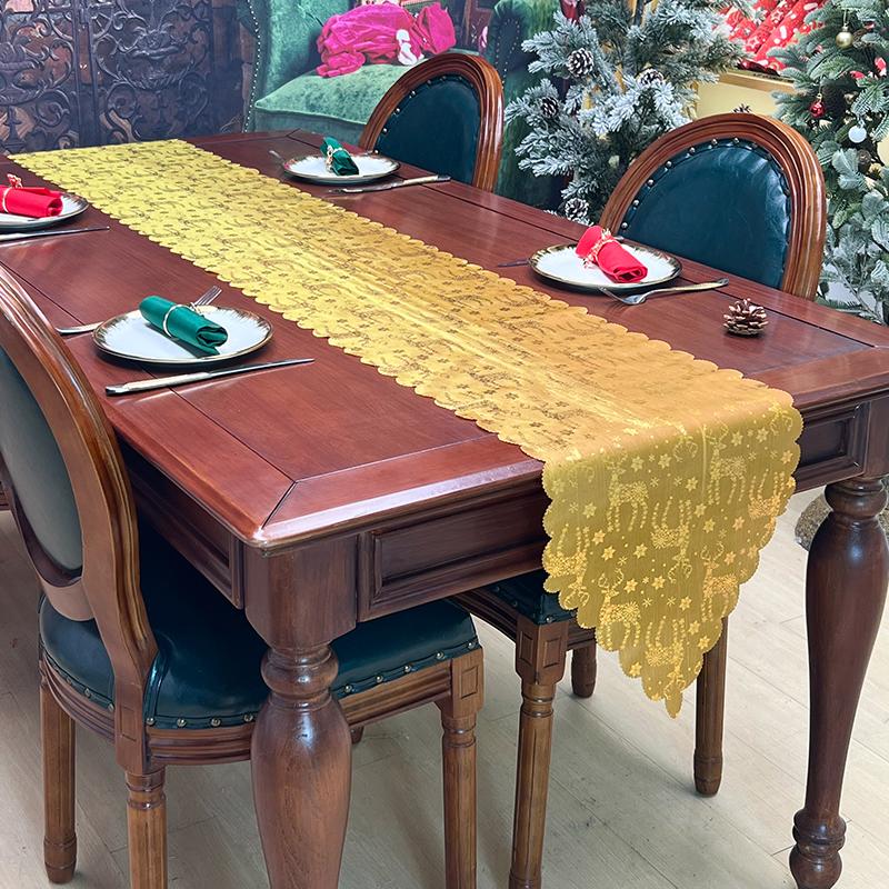 deer and snow sleek table runner