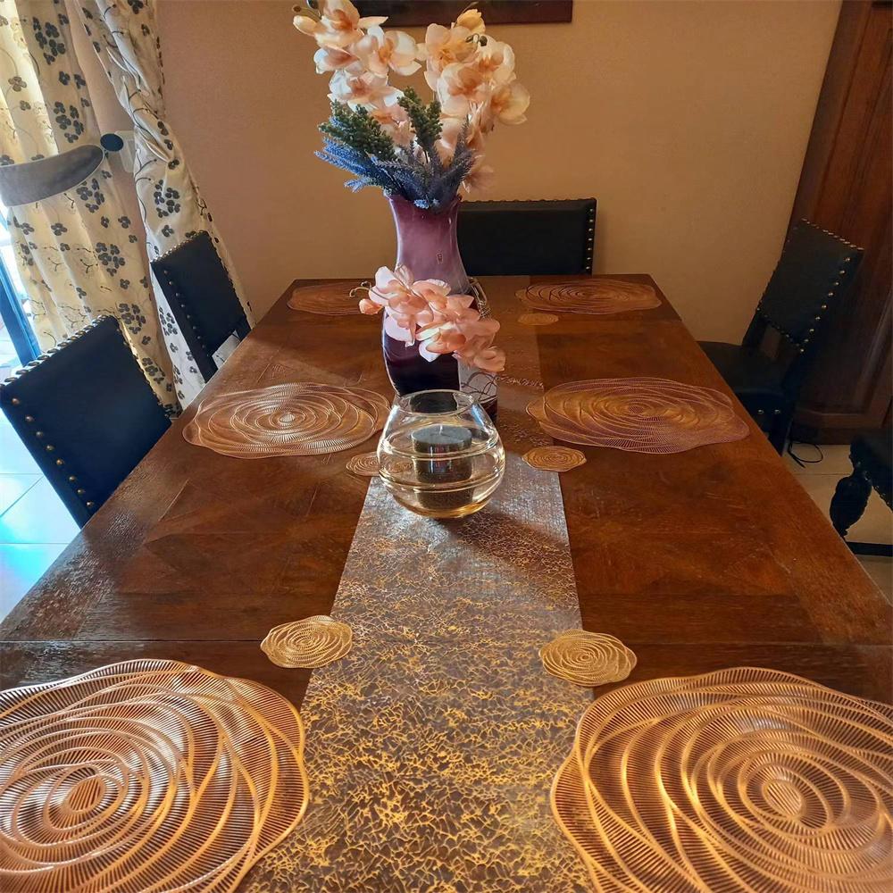 organza net gold-tooled table runner for party holiday decoration