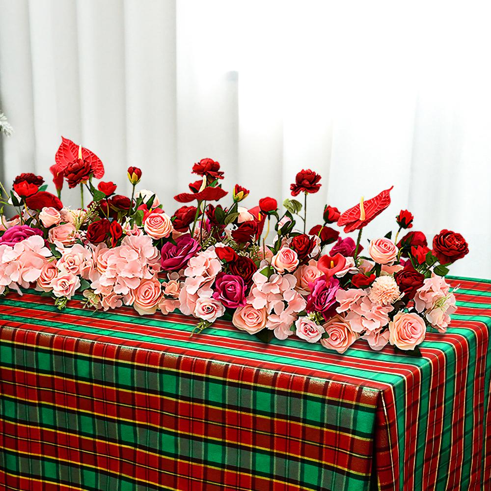 green red checked tablecloth for Christmas