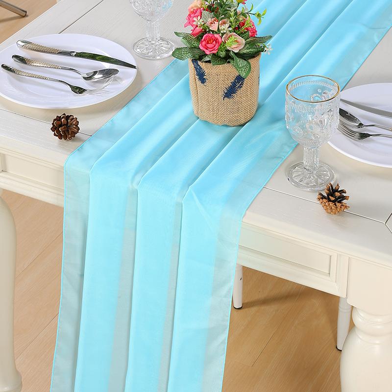 Table Runner Chiffon Table Setting Semi-Sheer Dining Vintage Wedding Party Christmas Banquets Arches Cake Decor