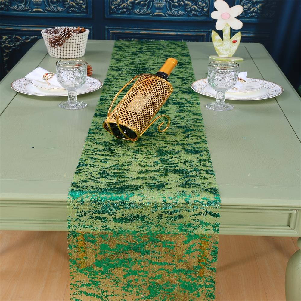 cloudy gold-tooled hollowed-out table runner