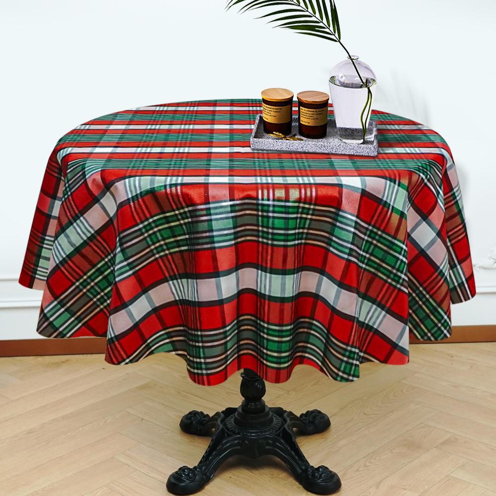 green red white checked tablecloth for Christmas