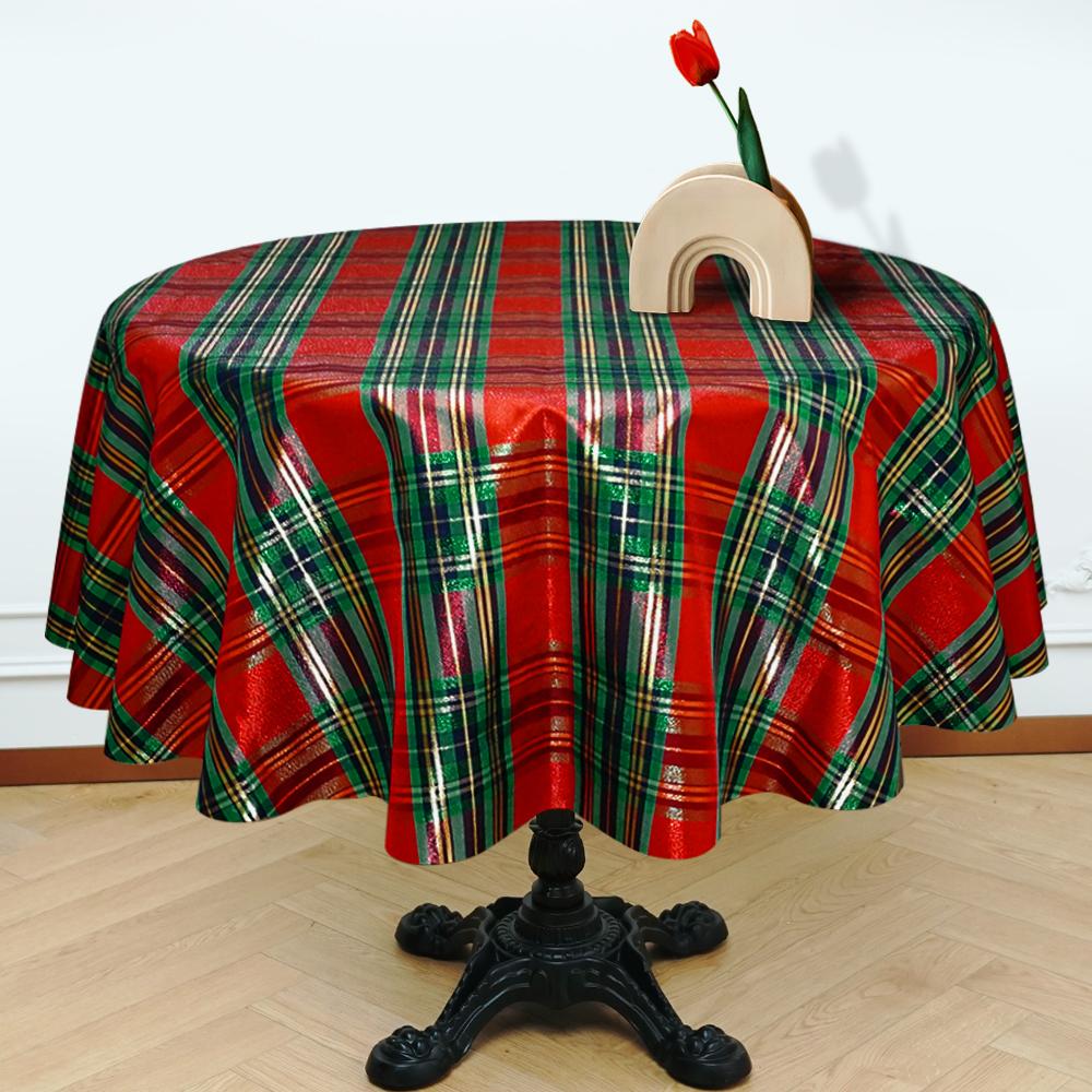 red green black round tablecloth for Christmas