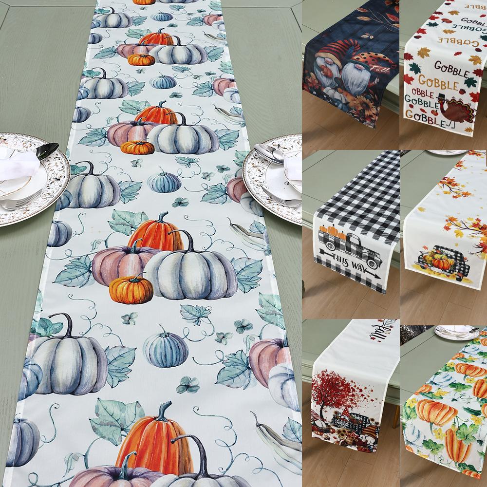 Thanksgiving Day Pumpkin Table Runner for Home Kitchen Hotel Holiday Parties Decoration Orange Table Cover