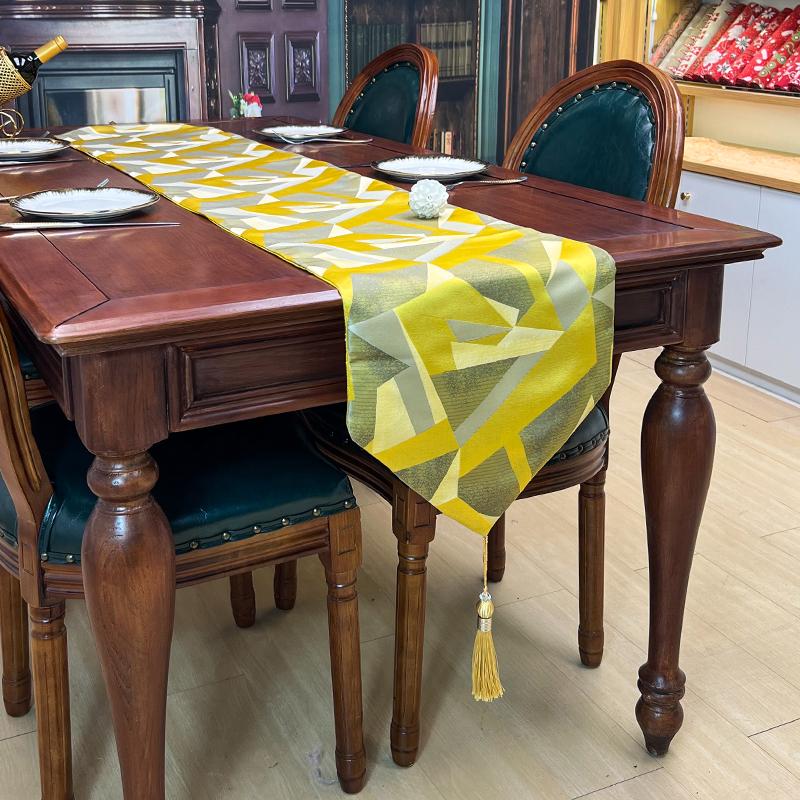 shapes jacquard table runner with tassels