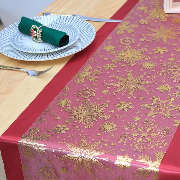 Christmas snow stamping organza table runner modern simple dinner party home table decoration table runner