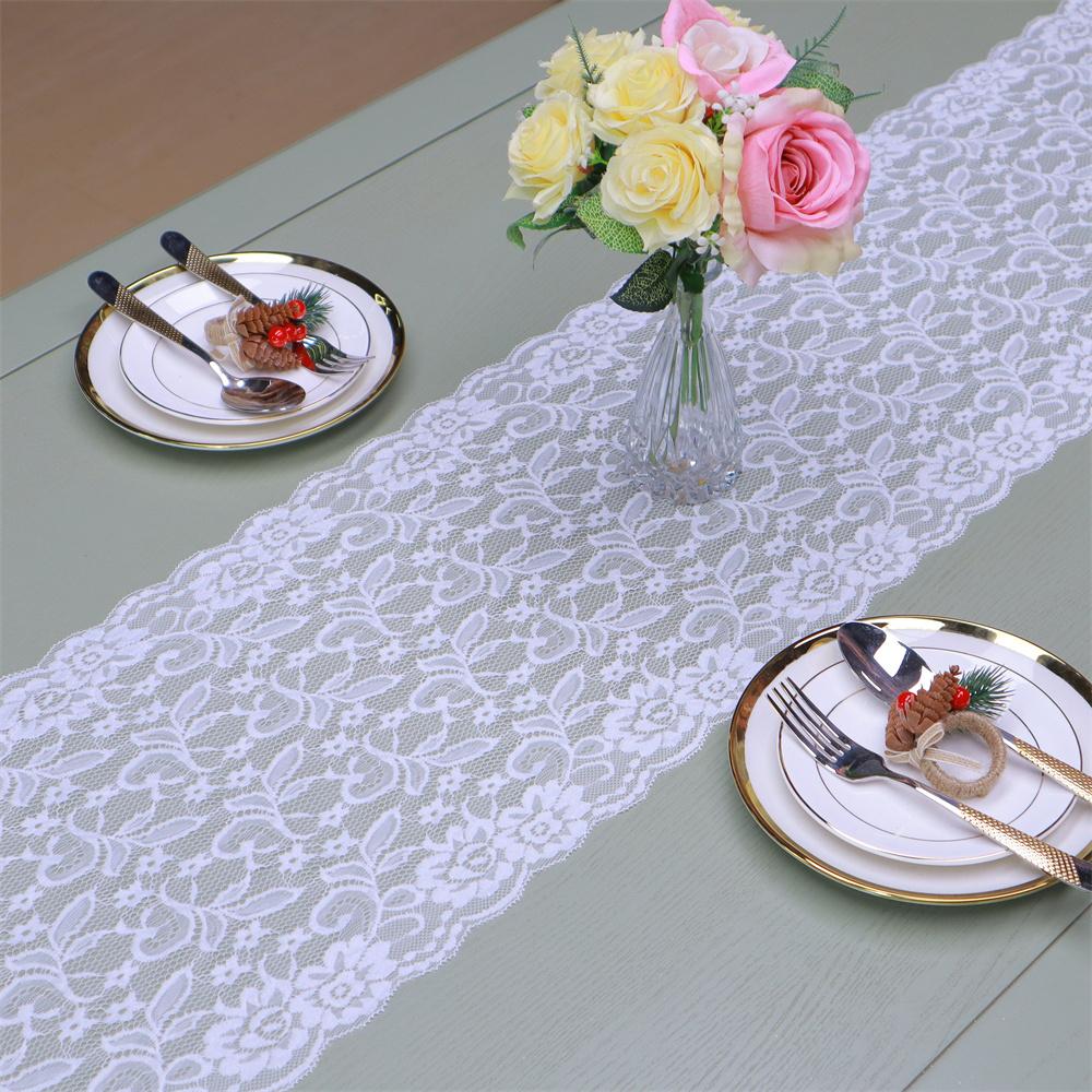 white lace table runner for home kitchen holiday decoration