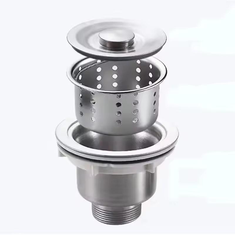 Newest Universal Push Type Chrome Plated Bullet Core Bounce Pop-up 3-in-1 Kitchen Sink Stopper Strainer Anti-Clog