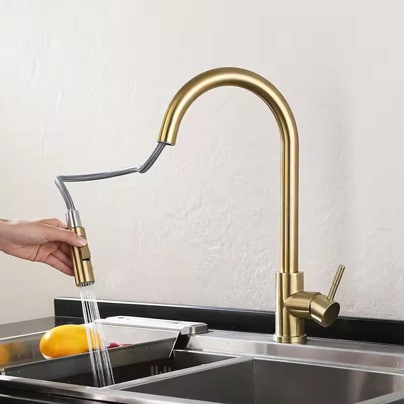 Kitchen Faucet with Pull Down Sprayer Commercial Spring Kitchen Sink Faucet Pull Out Sprayer Hot Selling Stainless Steel Modern