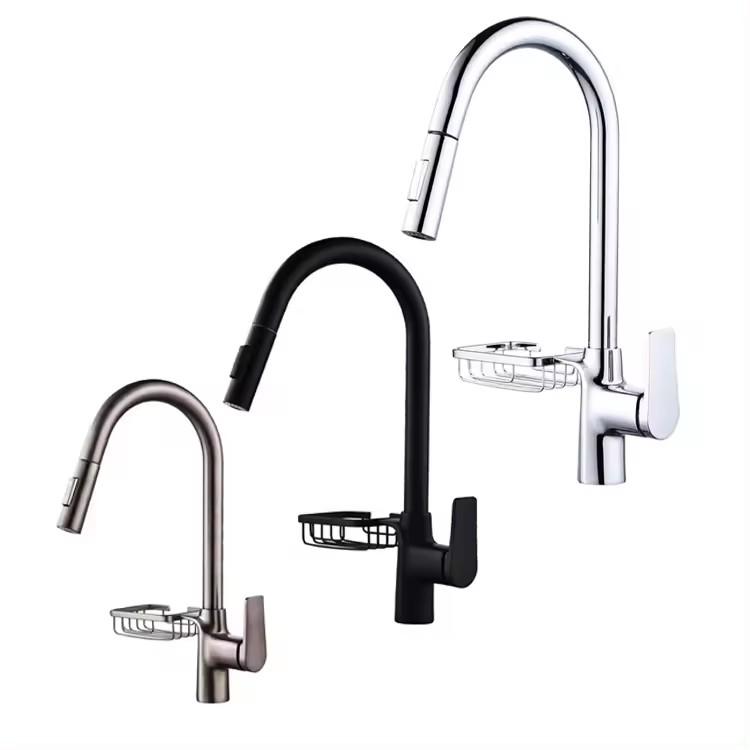 Single Lever Brass Flexible Spring Pull Out Pull Down Spray Kitchen Faucet