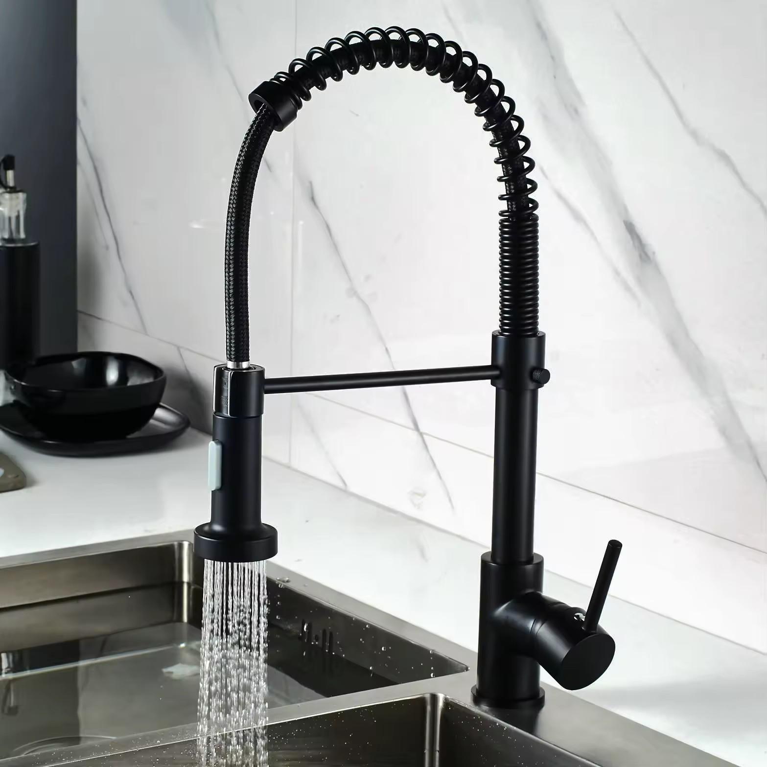 High quality pull-down flexible spring Commercial kitchen faucet single handle single lever spring kitchen faucet