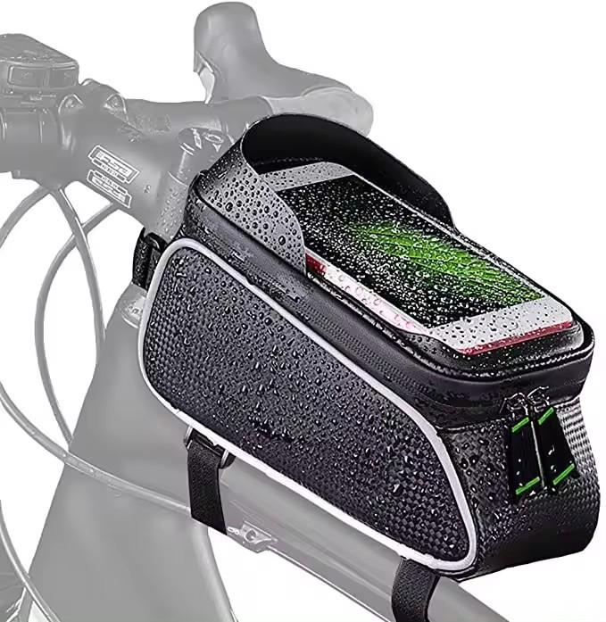 Water Resistant Bicycle Phone Mount Top Tube Bag Bike Front Frame Bags Phone Holder Touch Screen Bike Storage Bag