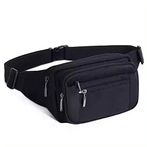 Running Cycling Sport Pouch Black Fanny Pack Travel Waist Bag