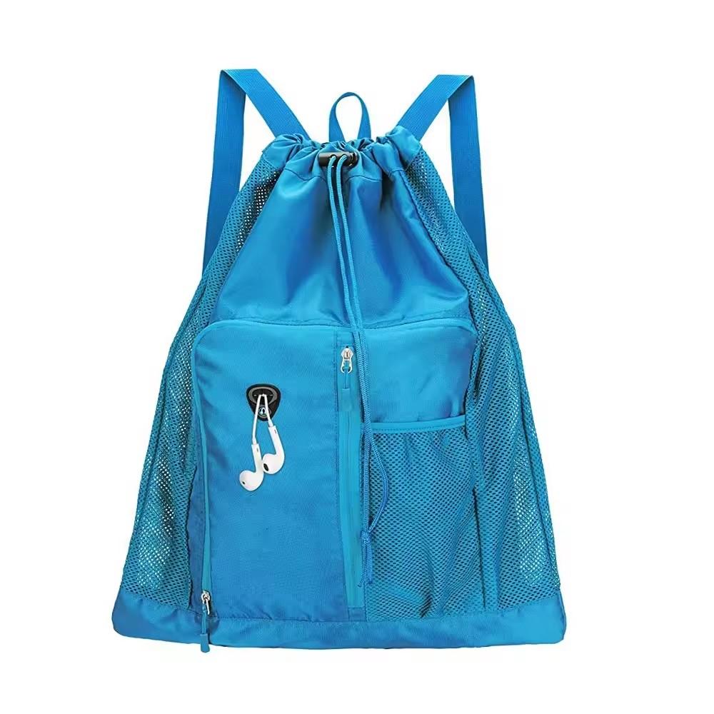 Quick Drying Mesh Swim Equipment Mesh Travel Swimming Drawstring Bag Backpack