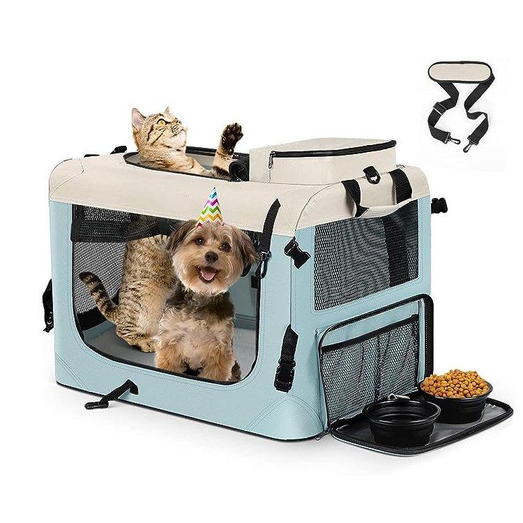 Large Cat Carrier Soft Dog Crate Collapsible Travel