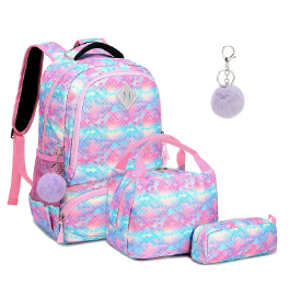 Stylish Teen Girls Backpack Set Kids School Bookbag with Lunch Tote Bag Pencil Case Unicorn School Bag Backpack