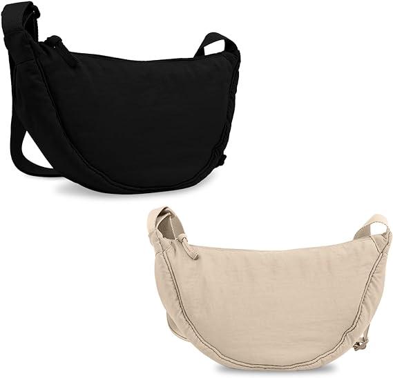 Small Nylon Crescent Crossbody Purses Bag for Women Men Trendy,Travel Sling Bag