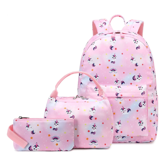 Backpack for Girls School Bag Kids Bookbag Teen Backpack Set Daypack with Lunch Bag and Pencil Case