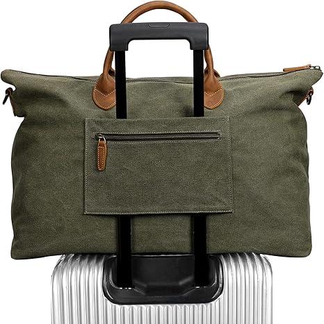 Newshows Canvas Weekender Duffel Bag for Men Women Overnight Travel Tote Carryon Shoulder Handbag with Luggage Sleeve