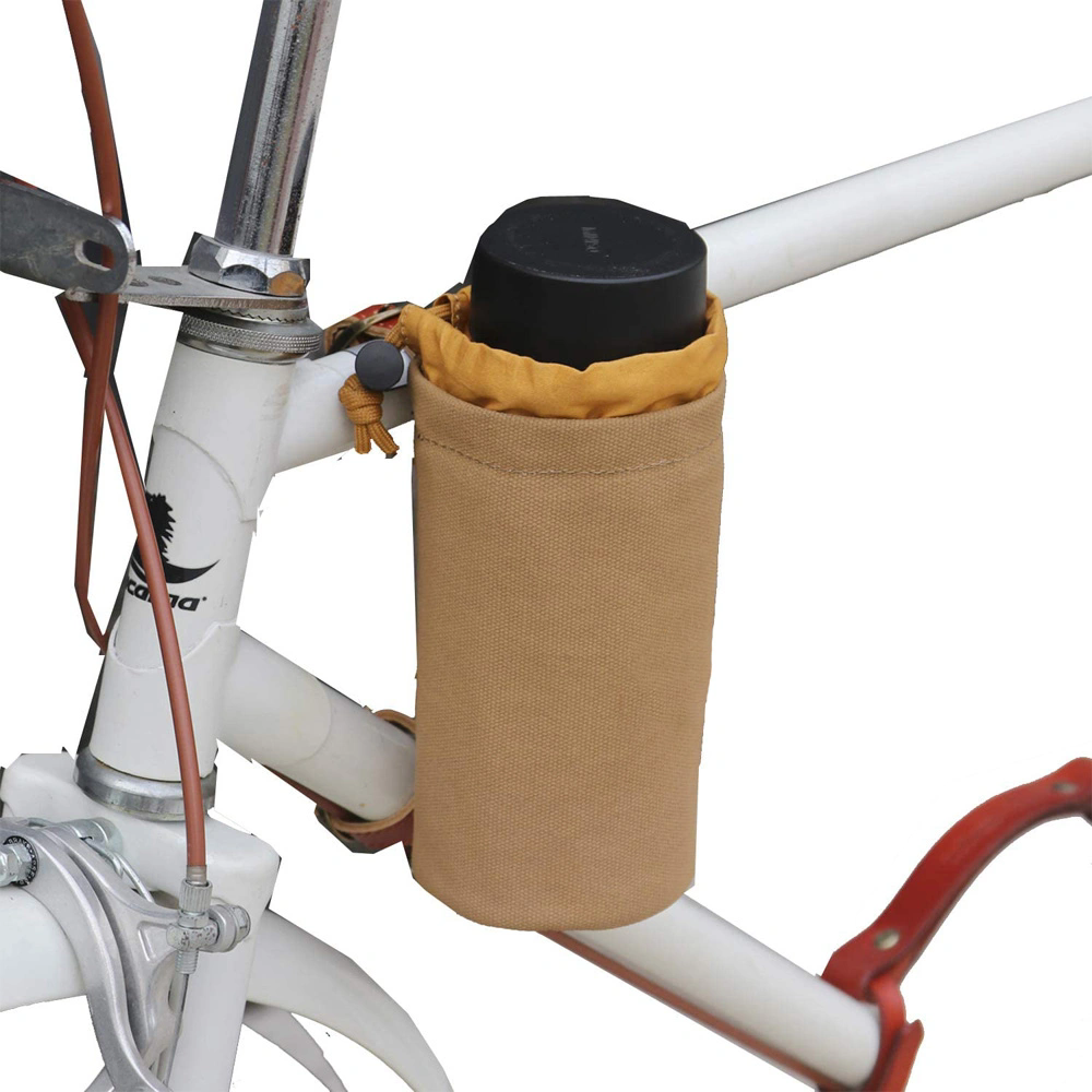 Canvas and Leather Bicycle Water Bottle Cup Holder Bag Wine Carrier