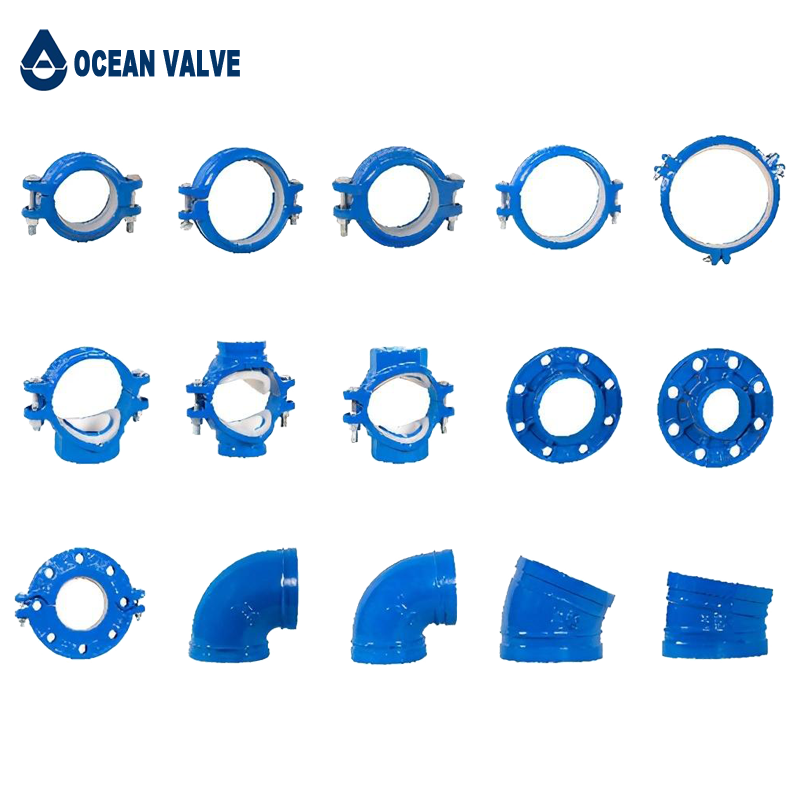 Ductile Iron Grooved Coupling Pipe Elbow Fitting Flange Fire Fighting Tee Adaptor
