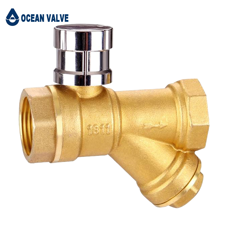 Y Type Strainer Valve Female Thread Brass Magnetic Lockable Strainer Ball Valve