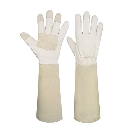 1601 PRISAFETY Rose Pruning Gloves for Men Women, Long Thorn Proof Gardening Gloves, Breathable Pigskin Leather Gauntlet