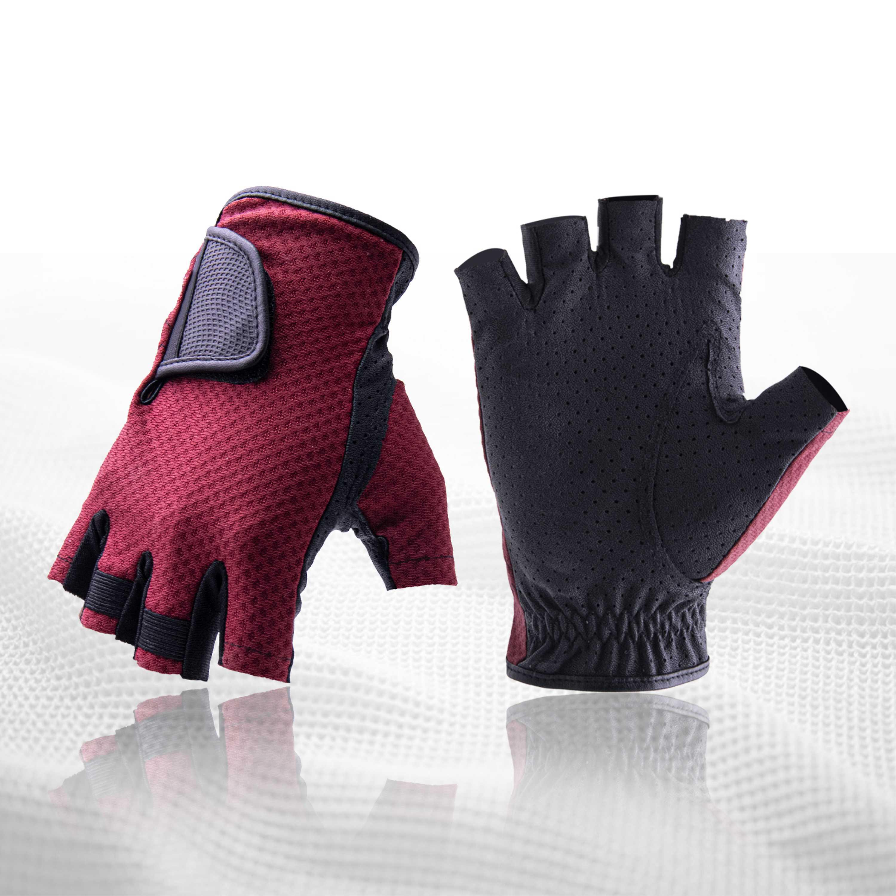 S712 PRI high quality red waterproof PU mesh fabric fingerless outdoor golf other sports gloves for men
