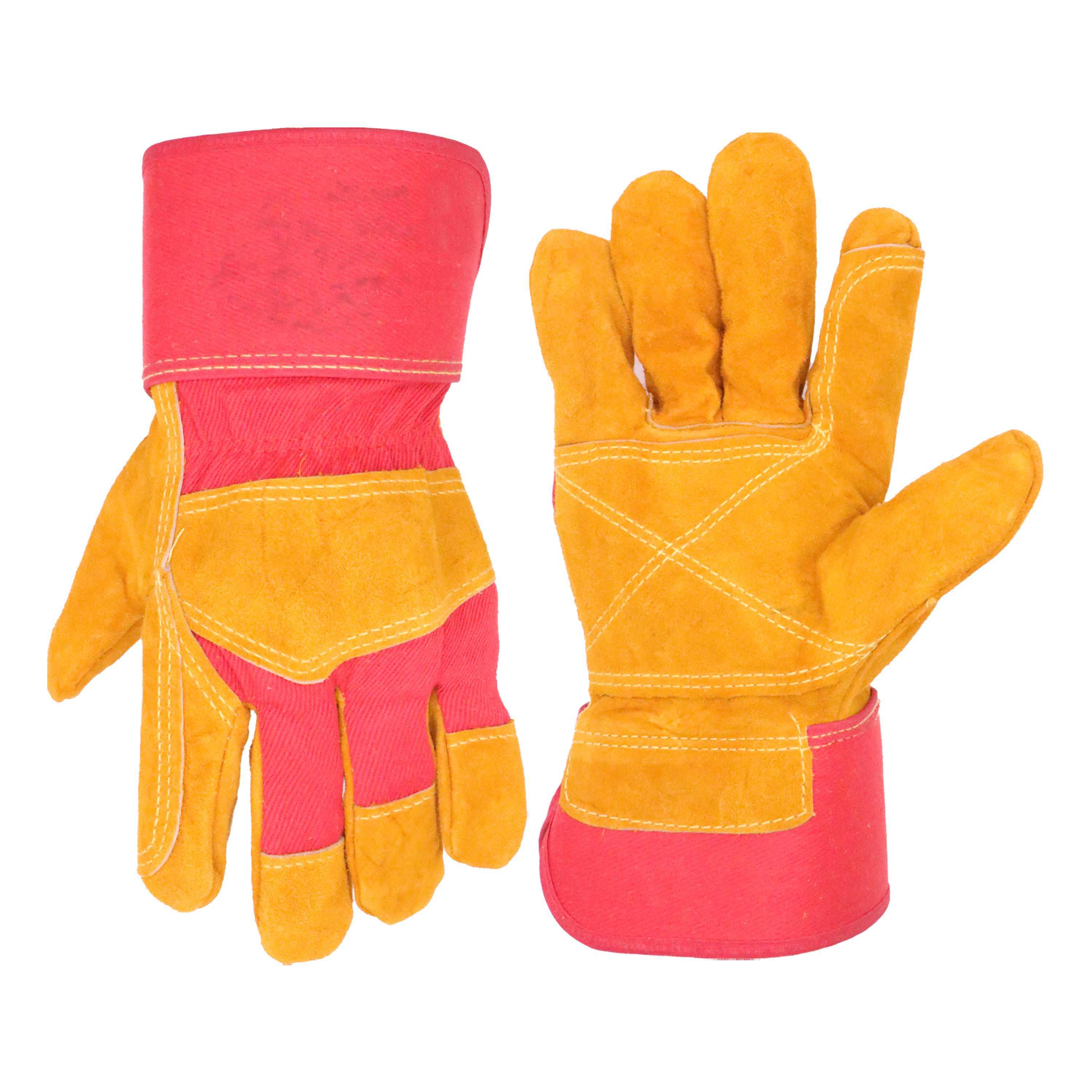 750 PRISAFETY Split Cowhide Leather Gloves winter work cotton back gloves rubberized safety cuff gloves