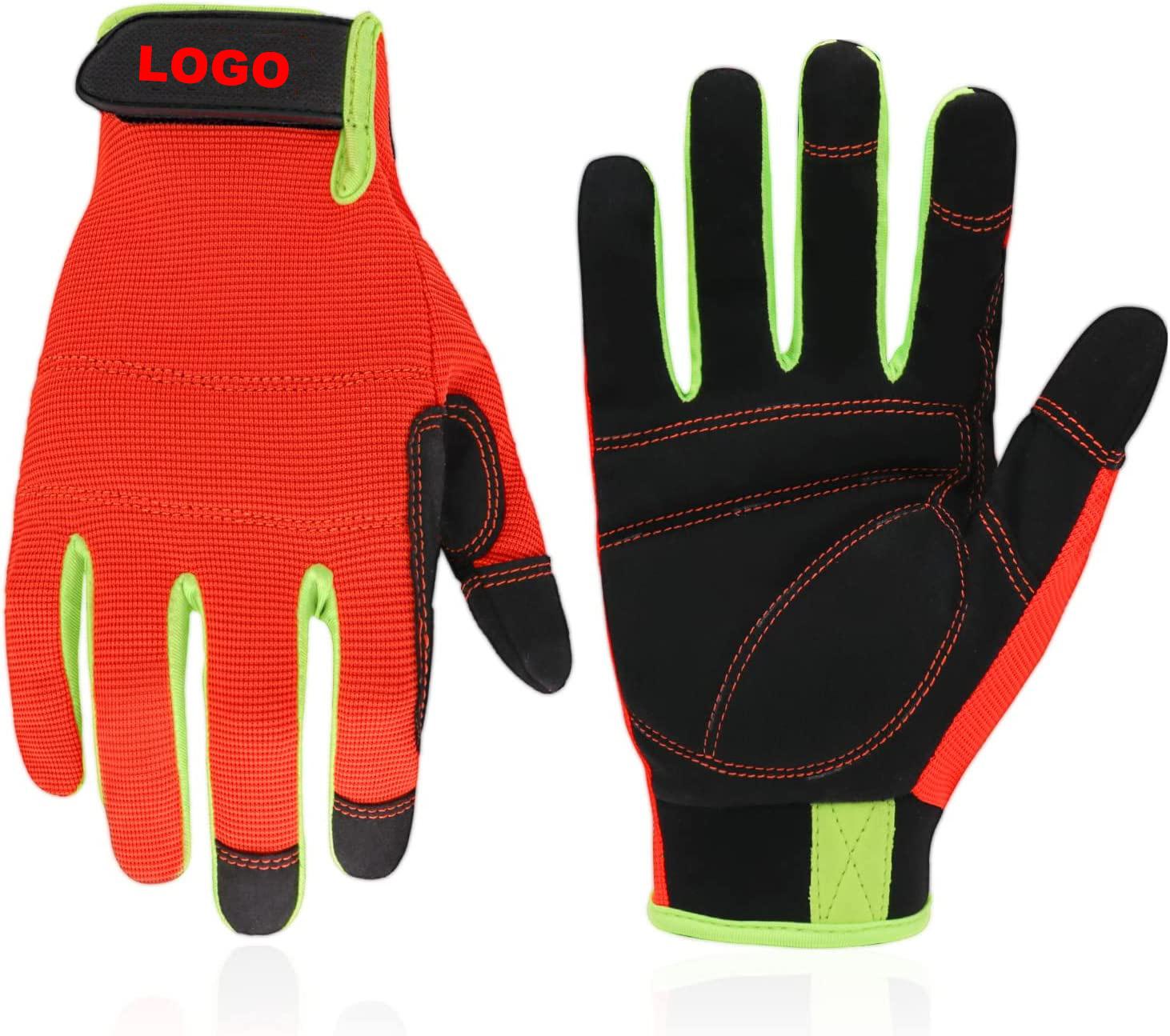 PRI orange Microfiber Foam Padded durable breathability handiness touch screen mechanics work safety gloves 5972OG