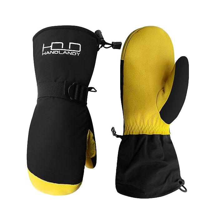 PRI Winter Cold Proof warm Cowhide Leather insulate Outdoor Windproof Thermal Ski Mittens Gloves H701