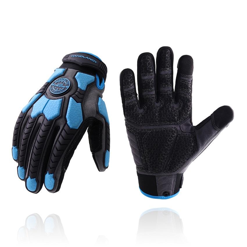 H695 PRISAFETY Heavy Duty Work Gloves, SBR Padding, TPR Protector Impact Gloves, Men Anti Vibration Mechanic Work Gloves TouchScreen