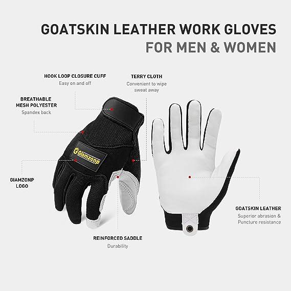 Goatskin Leather Work Gloves for Men & Women 6224 (4)
