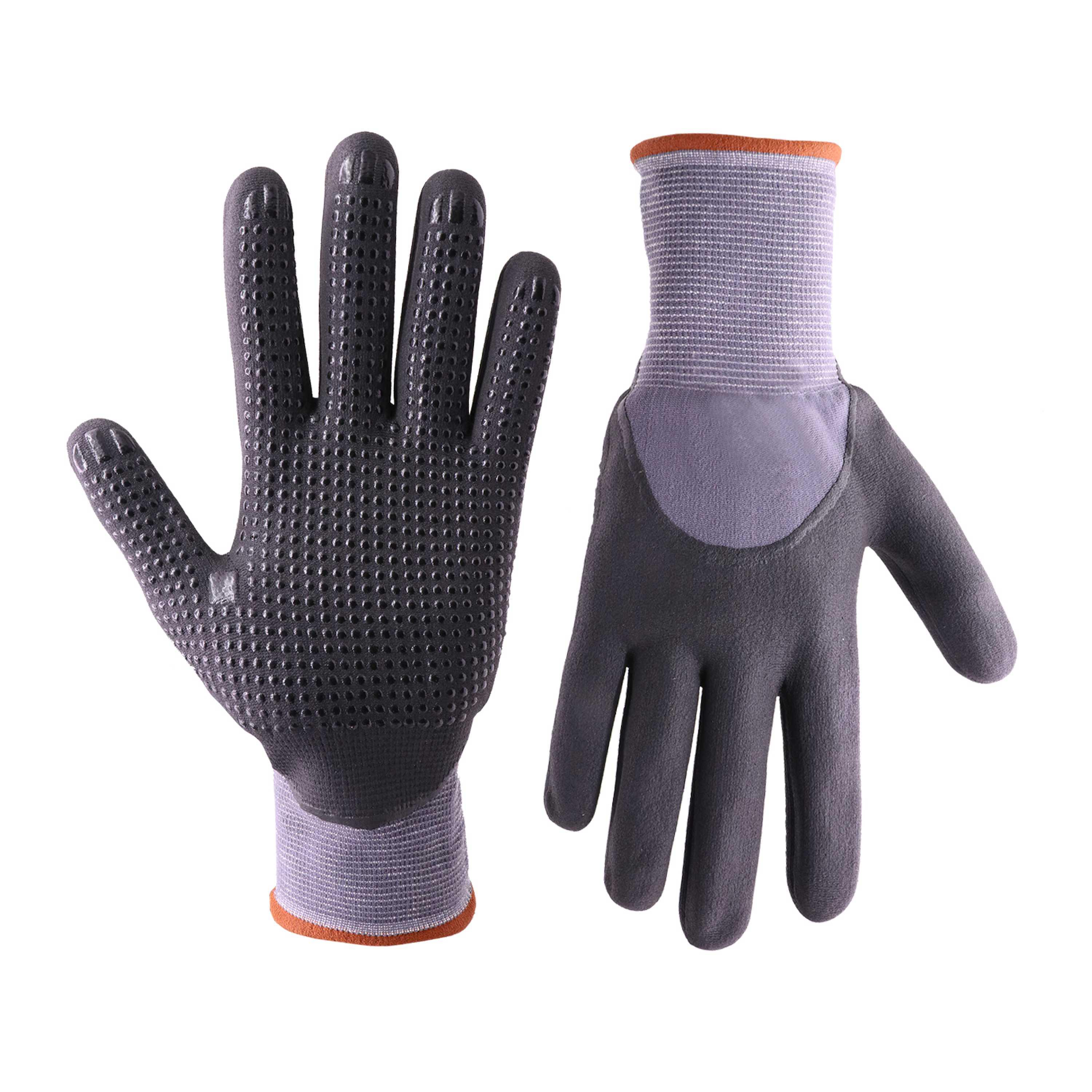 1124 PRISAFETY Nitrile Polyester Palm Coating Home Yard Work Garden Gloves Anti Slip Construction Dipped Gloves