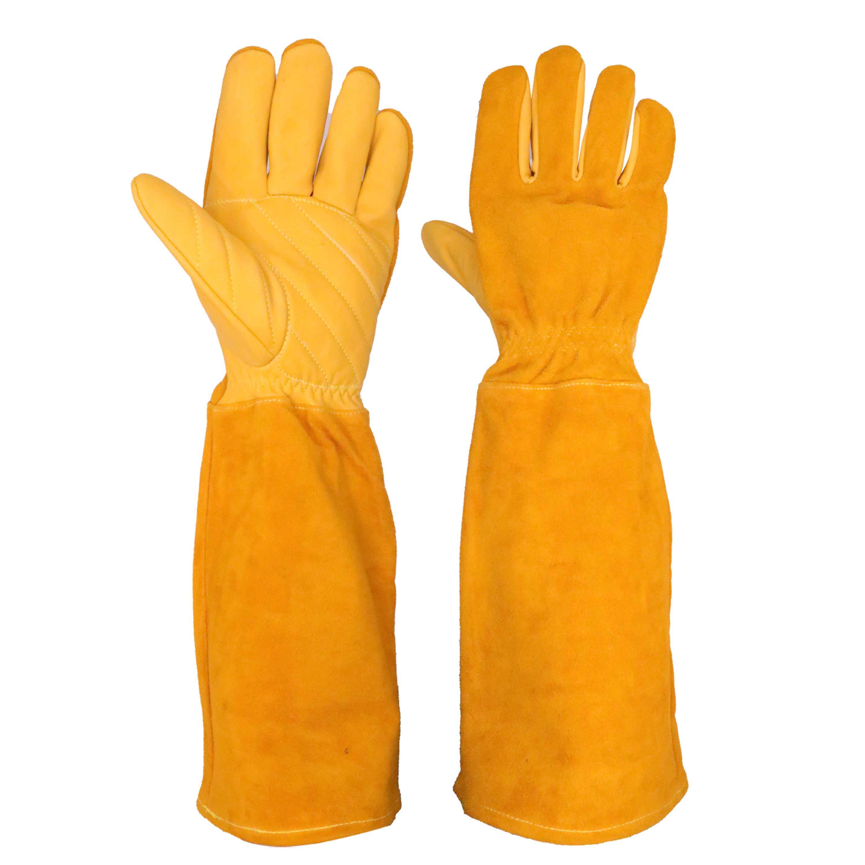 5144 PRISAFETY Leather Gardening Gloves with Forearm Protection,Professional Long Sleeve Trim Gardening Gloves