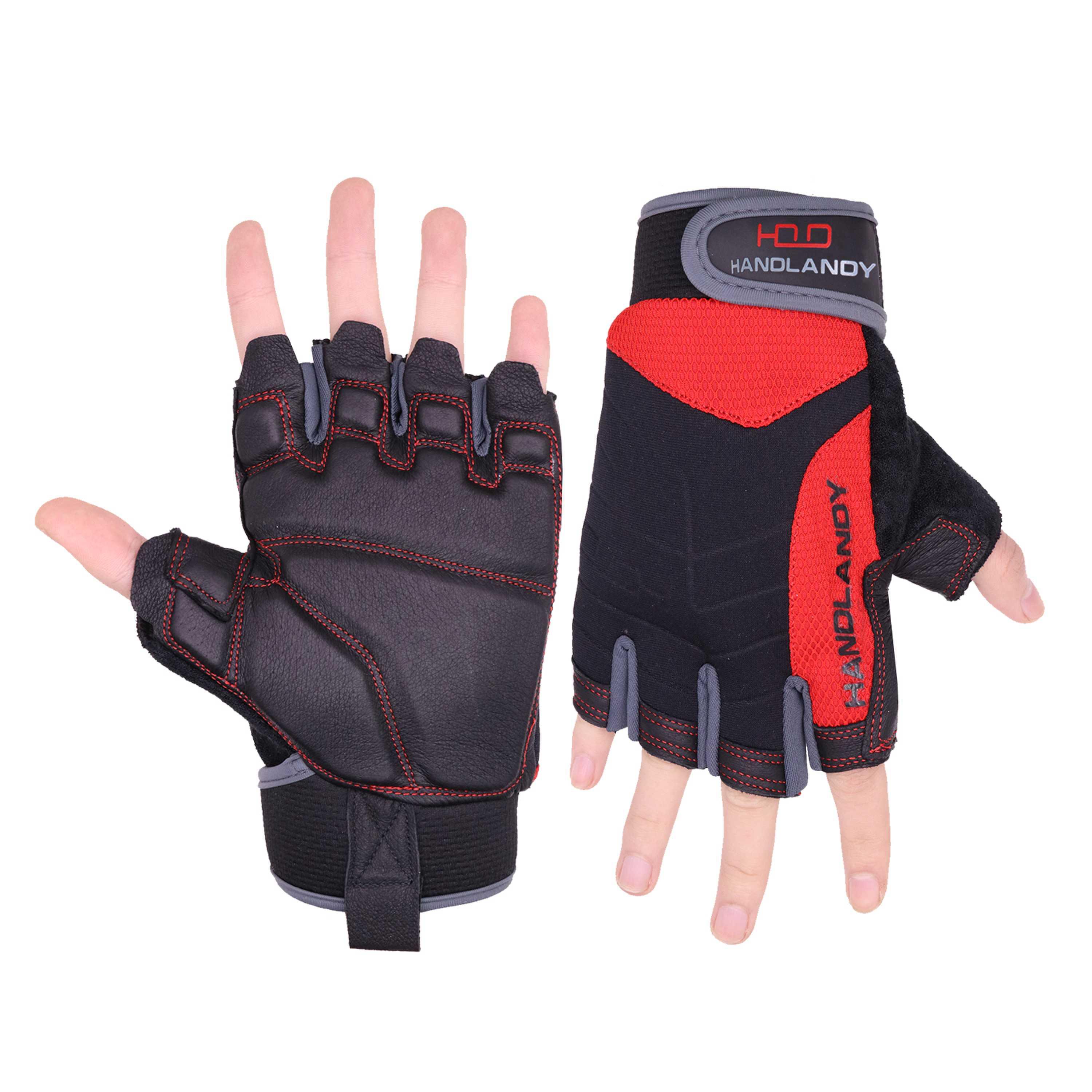 6100 PRISAFETY Weight Lifting Gel Gym Hand Grip Palm Pads Work Sports Gloves Fingerless Pigskin Leather Garden Gloves Customized Logo