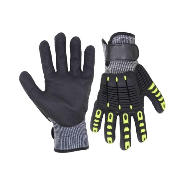1099 PRISAFETY 13 gauge reinforce thumb steel cut resistant liner grip gloves cut level 5 gloves,nitirle smooth coated gloves dipping