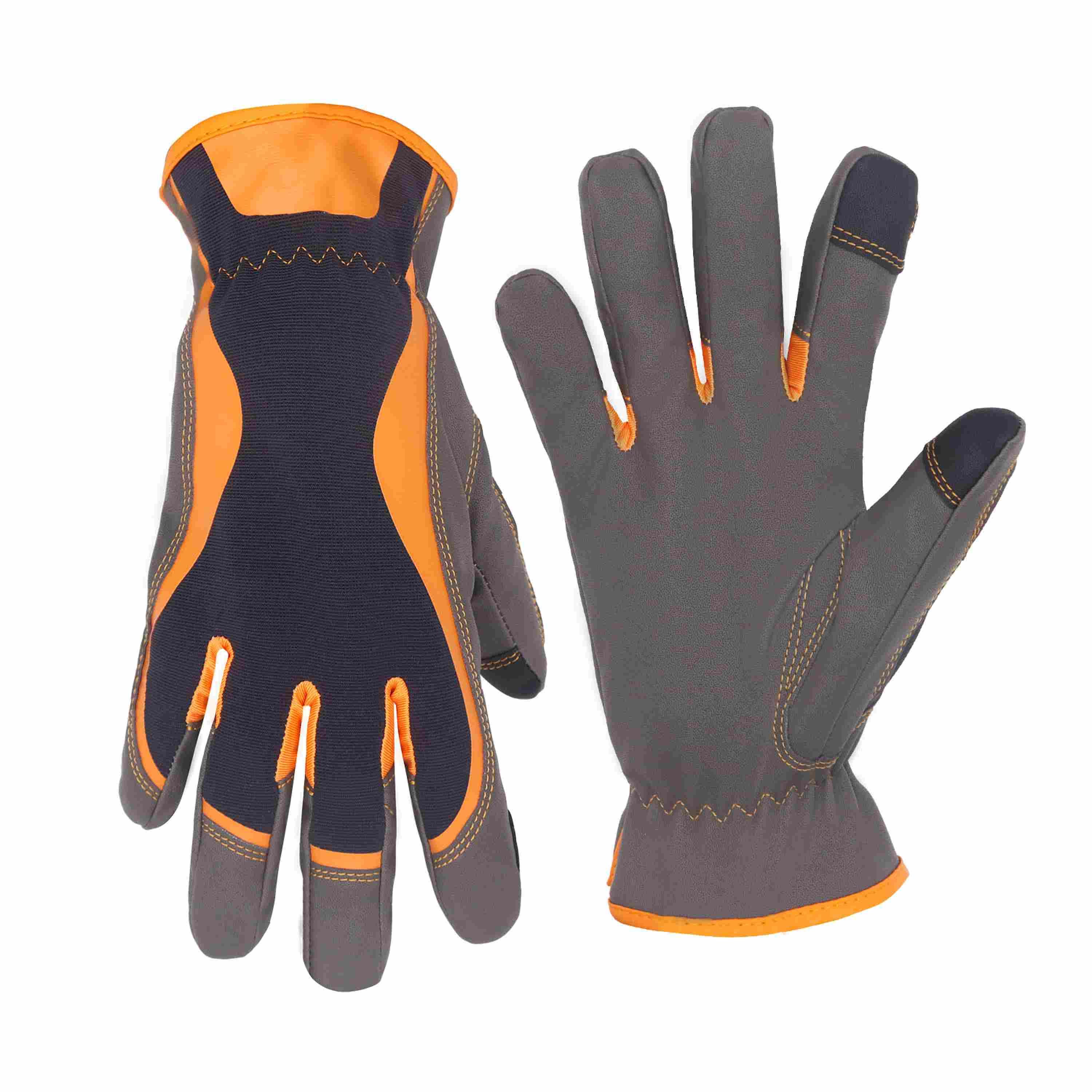 6173 PRISAFETY tear resistance PU fabric palm leather working gloves safety gloves mechanics industrial gloves