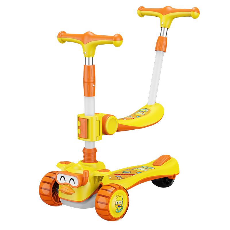 Children's scooter multi-functional scooter three-in-one toy can sit flash wheel meter high